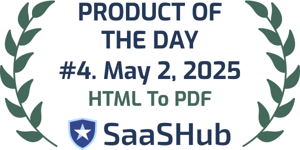 HTML PDF API trophy