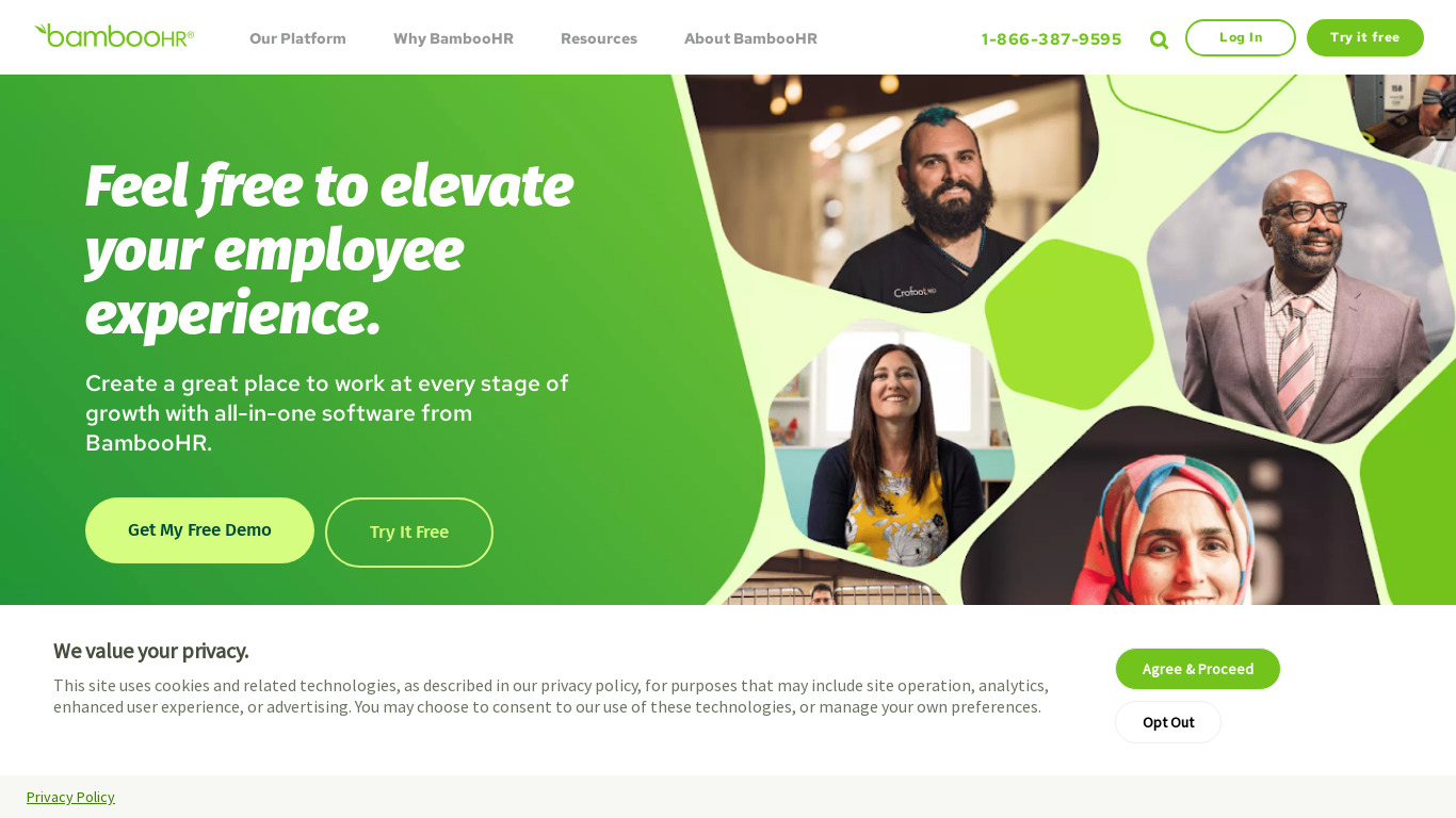 BambooHR Landing page