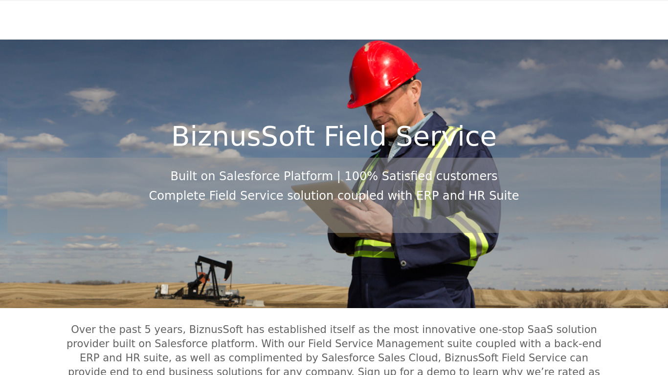 biznussoft.com FieldService360 Landing page