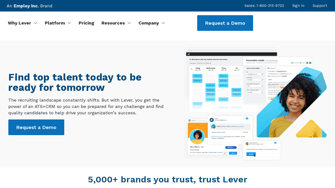 Lever Landing page