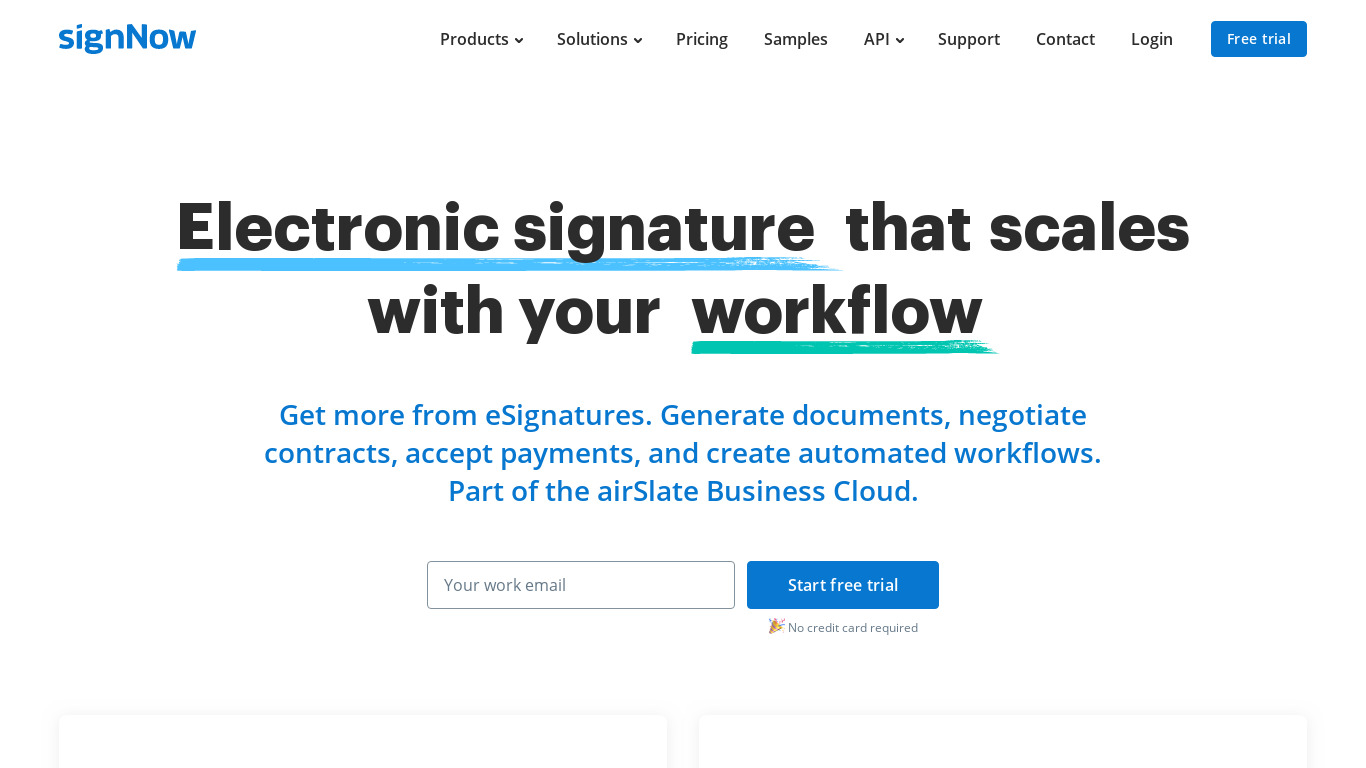 airSlate SignNow Landing page