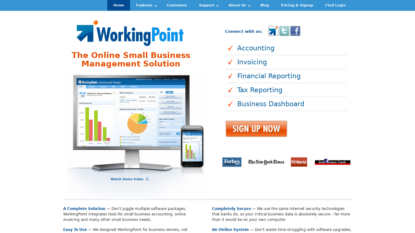 WorkingPoint Landing page