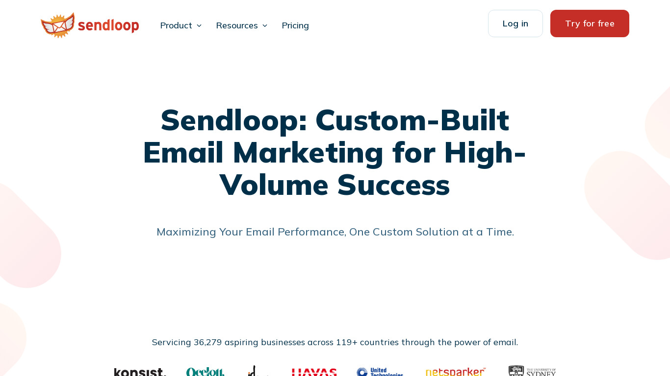 SendLoop Landing page