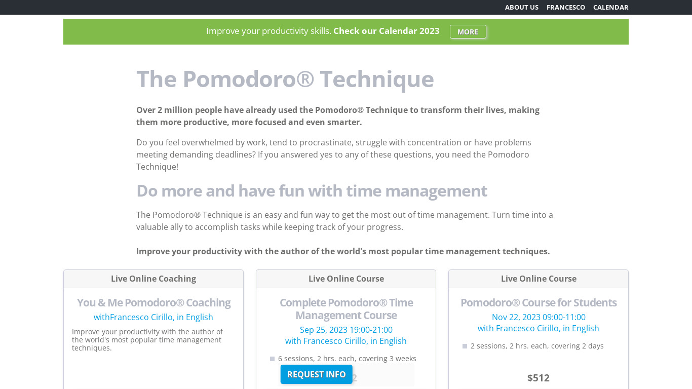 Pomodoro Timer Landing page