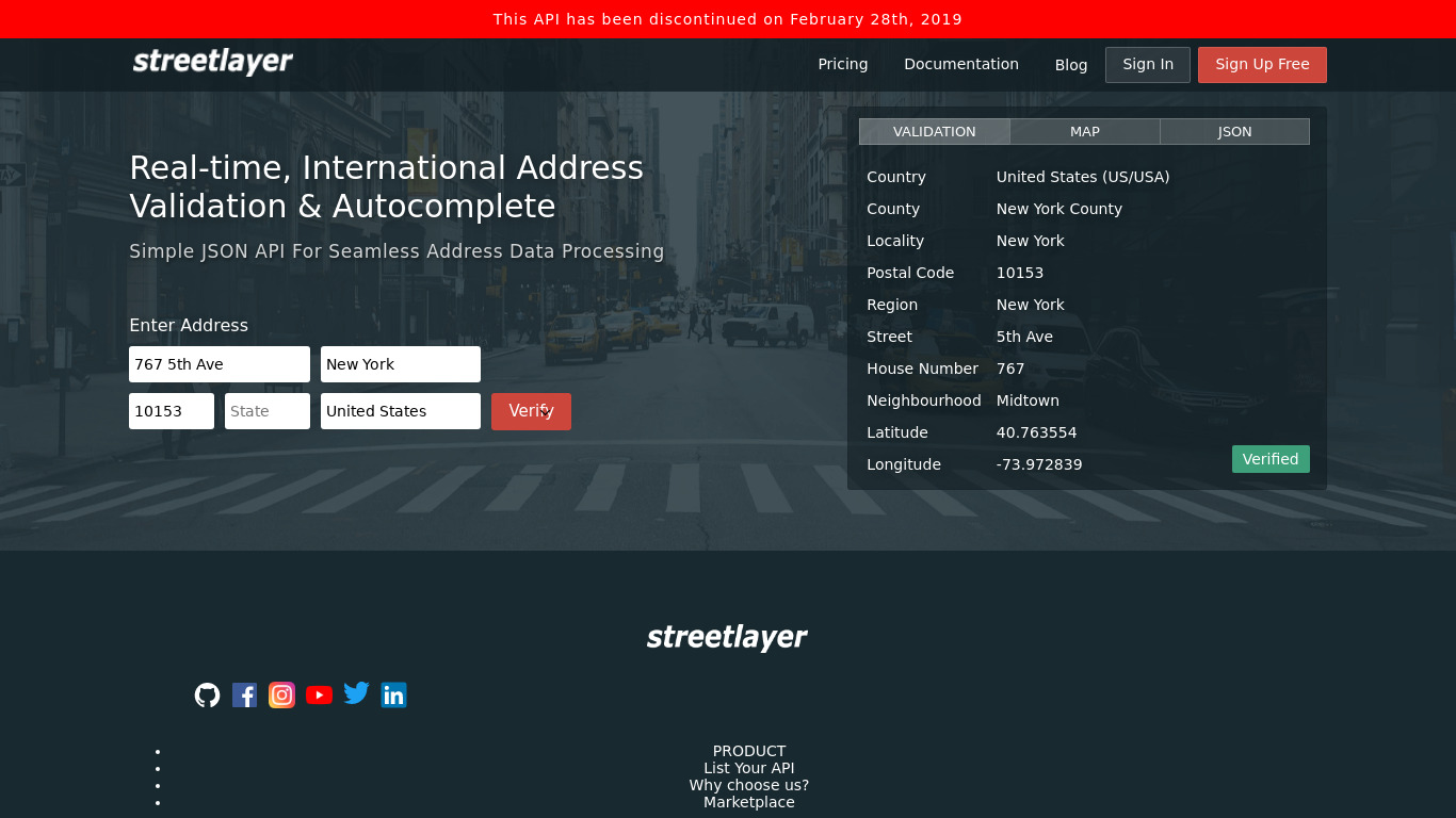 streetlayer Landing page