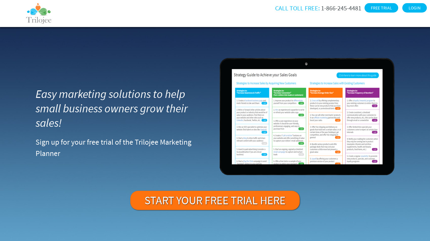 Trilojee Marketing Landing page