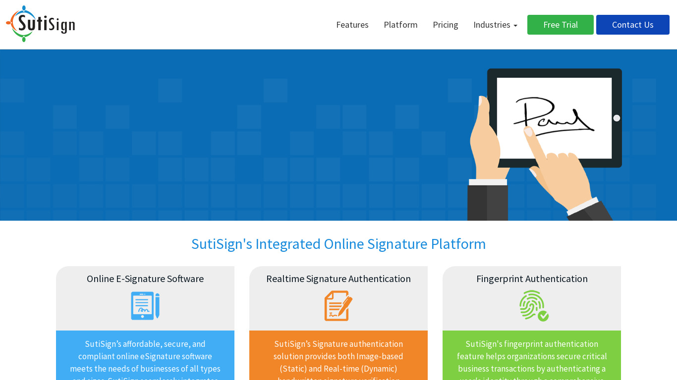 SutiSign Landing page