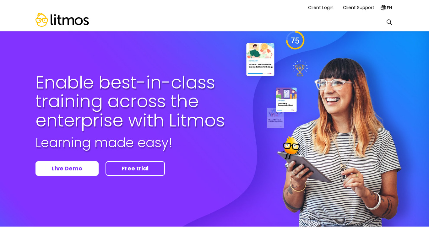 Litmos LMS Landing page