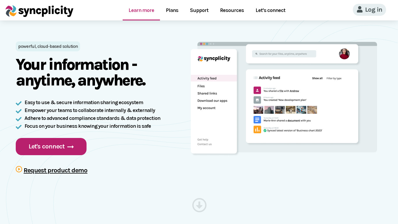 Syncplicity Landing page