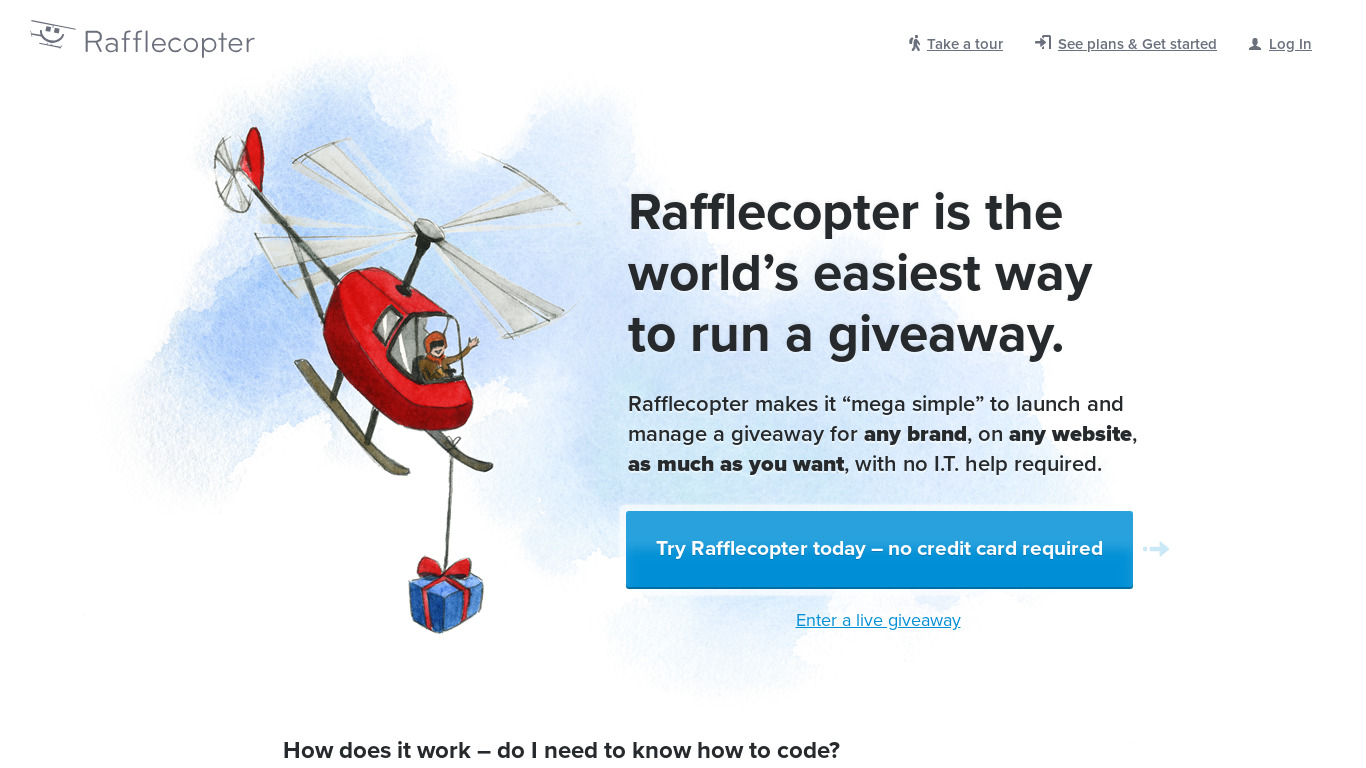Rafflecopter Landing page