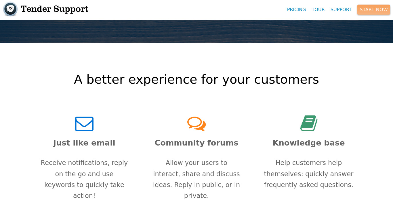 Tender Support Landing page