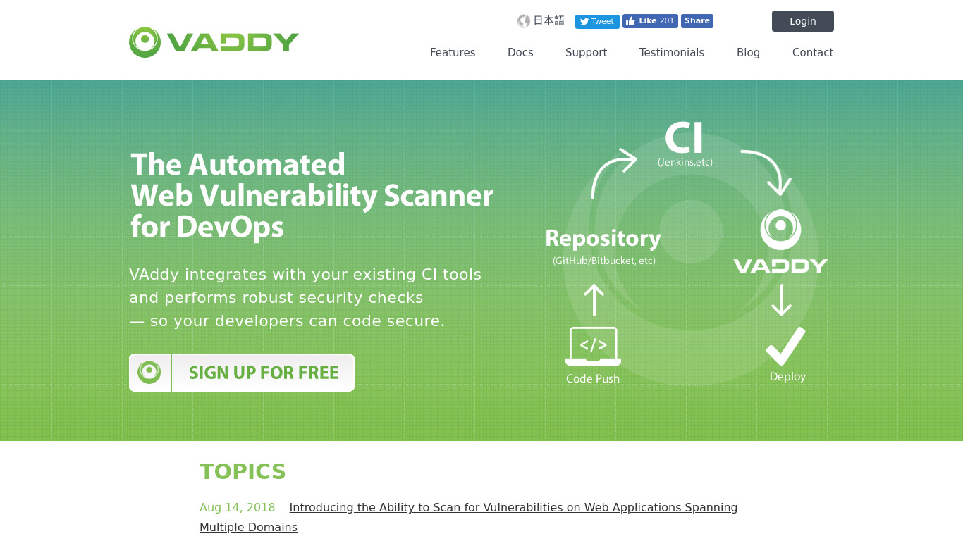 VAddy Landing page