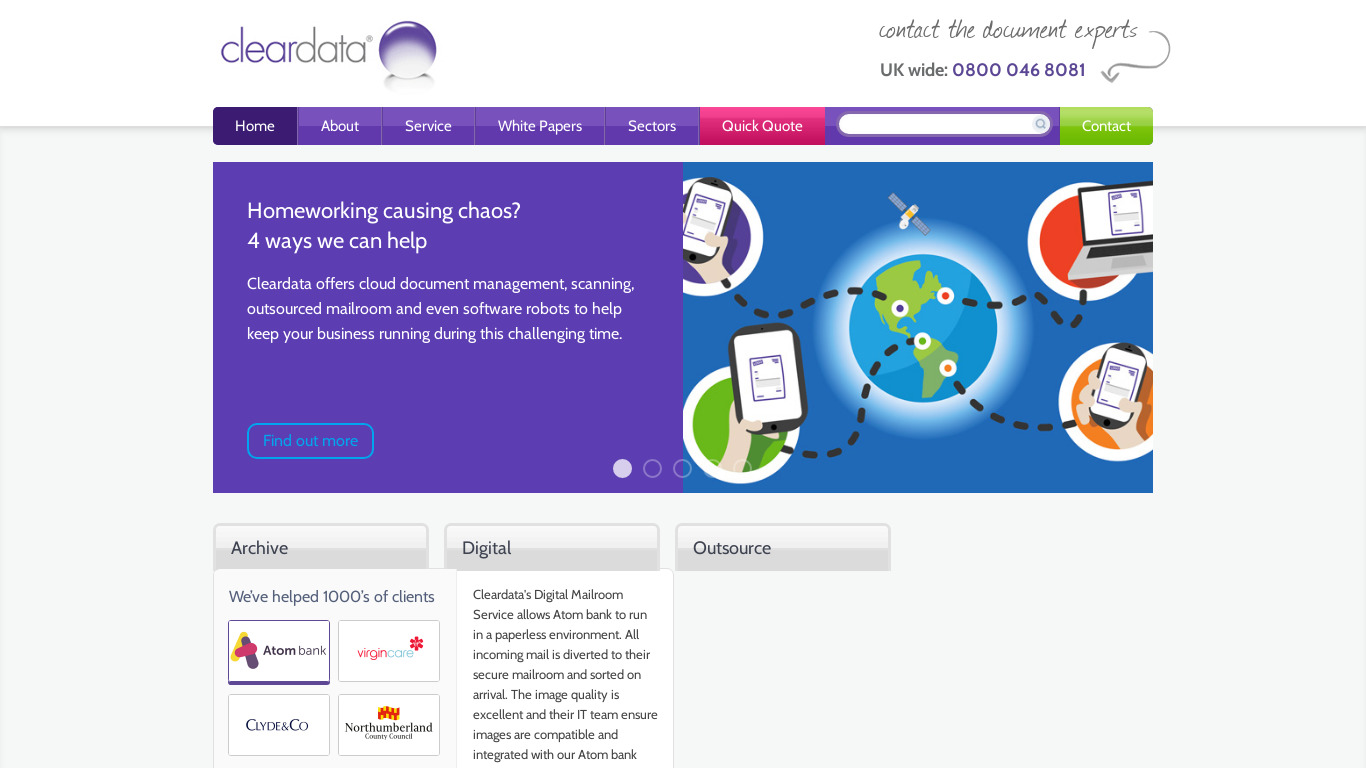 Cleardata Landing page