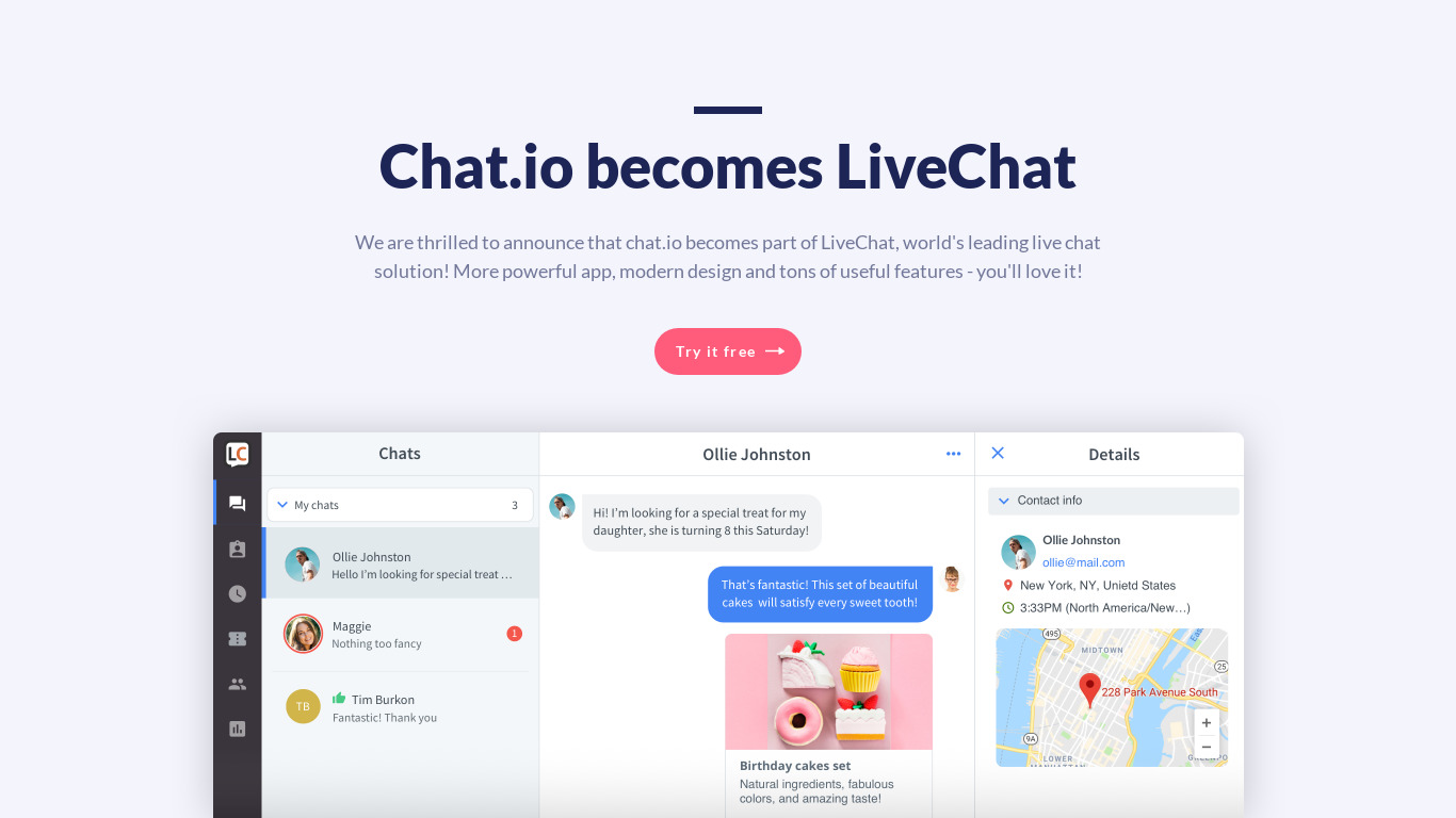 Chat.io Landing page
