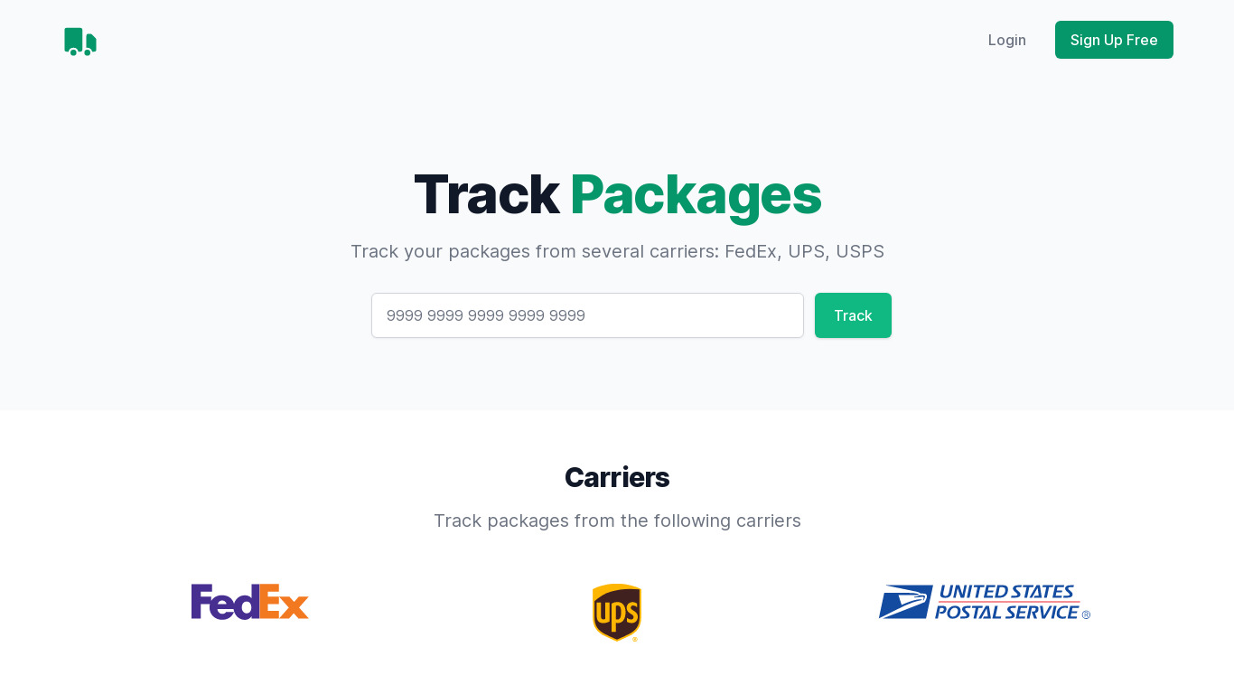 TrackThePack Landing page