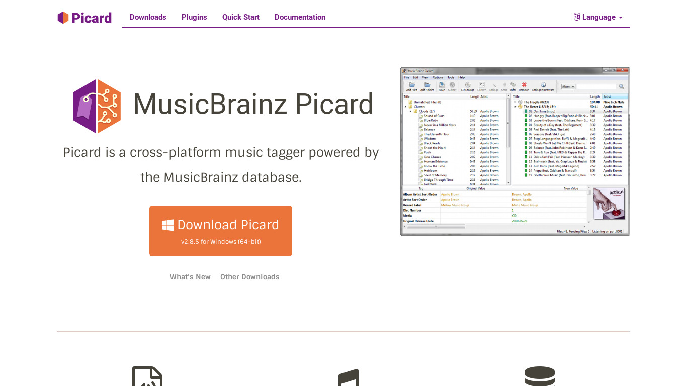 MusicBrainz Picard Landing page