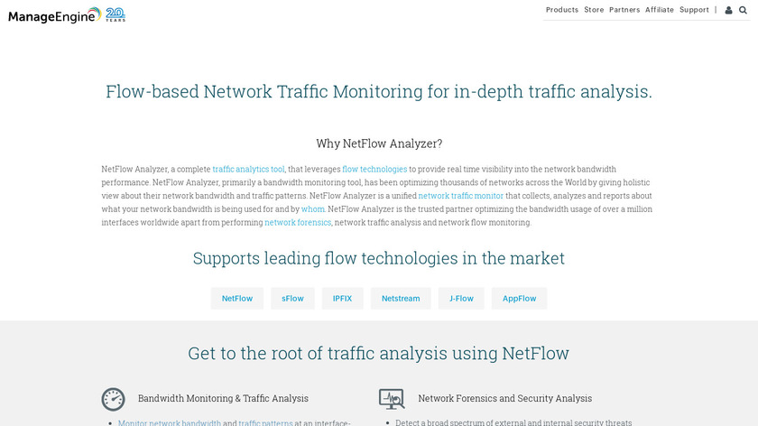 ManageEngine NetFlow Analyzer Landing Page