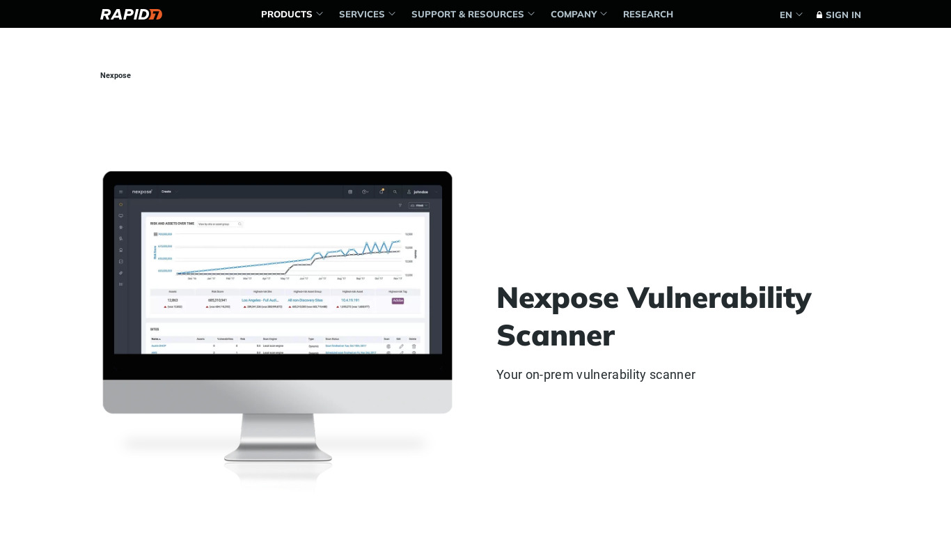 Rapid7 Nexpose Landing page