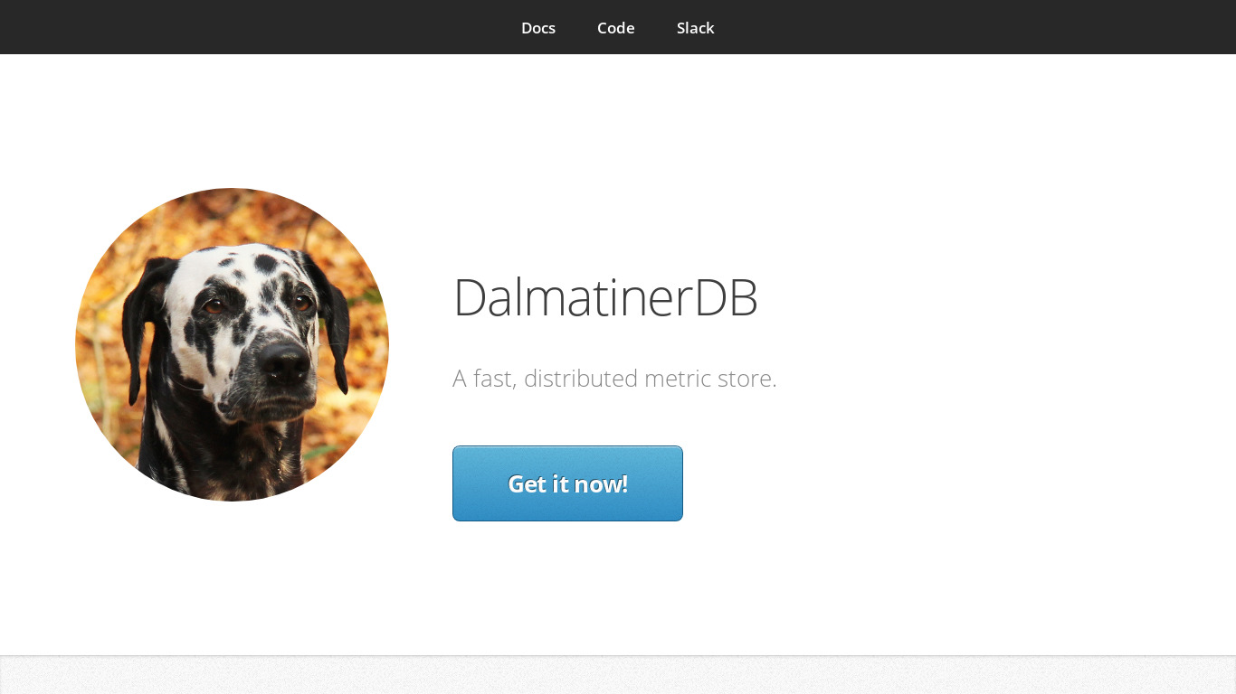 DalmatinerDB Landing page