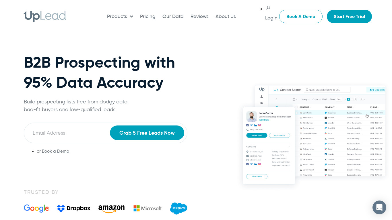 UpLead Landing page
