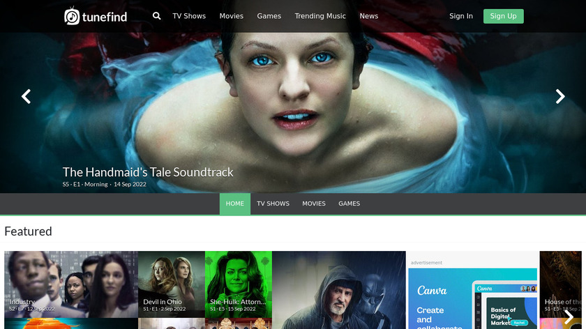 TuneFind Landing Page