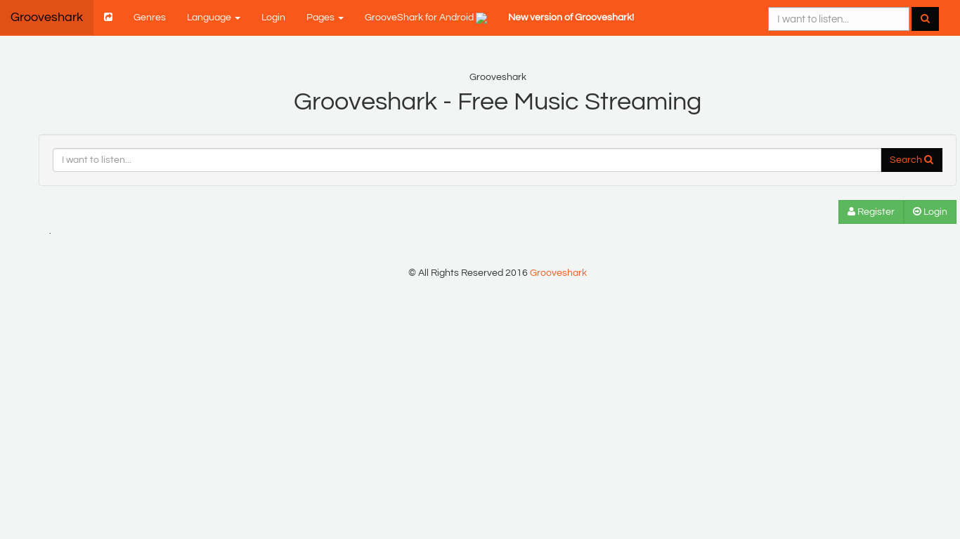 Grooveshark Landing page