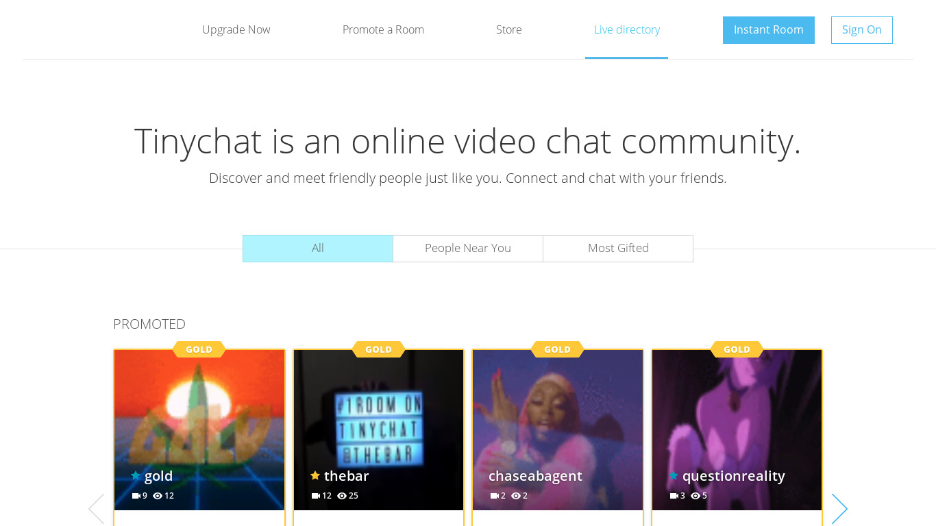 Tinychat Landing page
