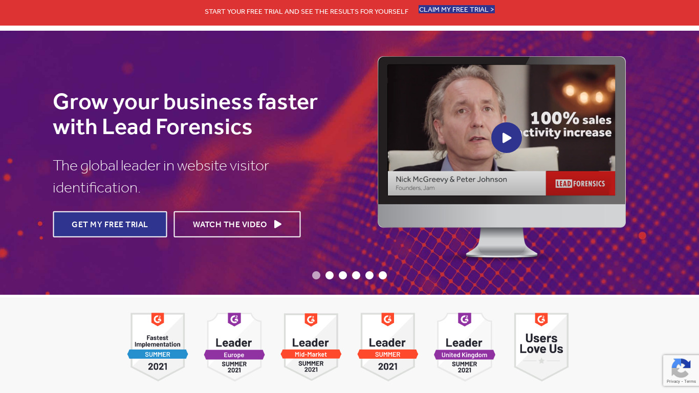 Lead Forensics Landing page