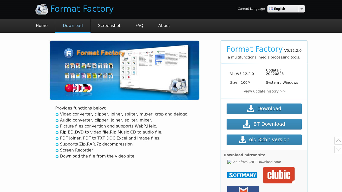 Format Factory Landing page