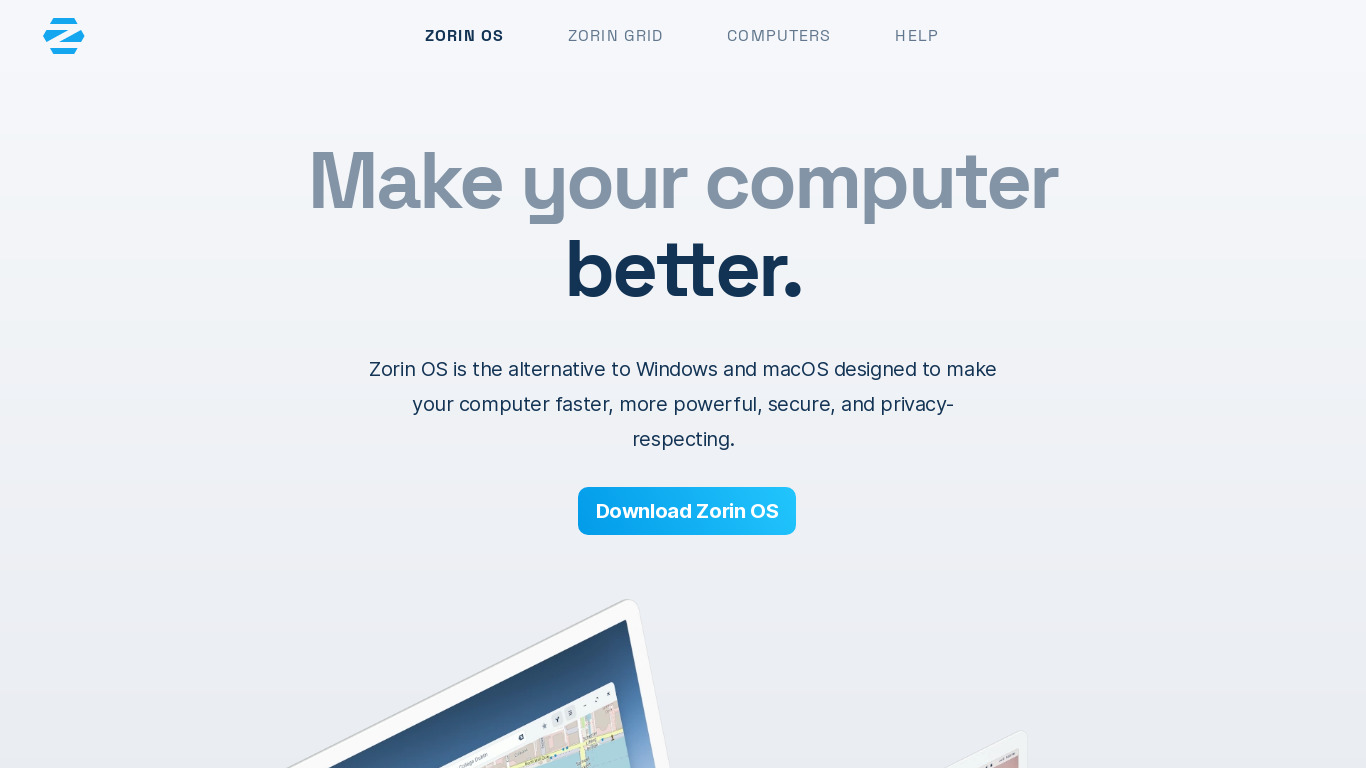 Zorin OS Landing page