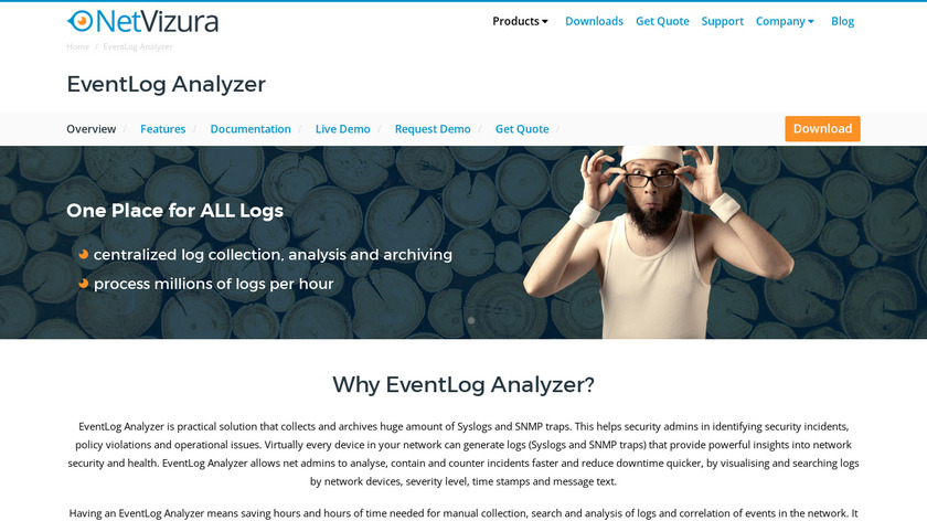NetVizura EventLog Analyzer Landing Page