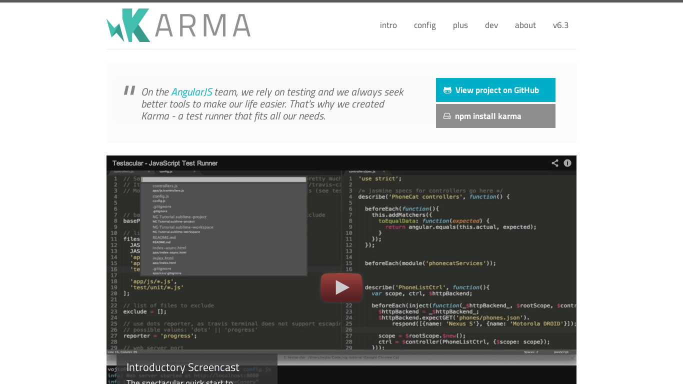 Karma Landing page