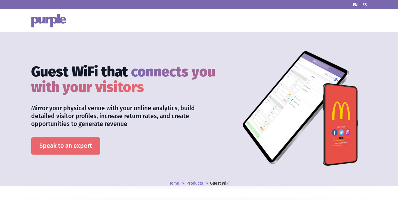 Purple WiFi Landing page