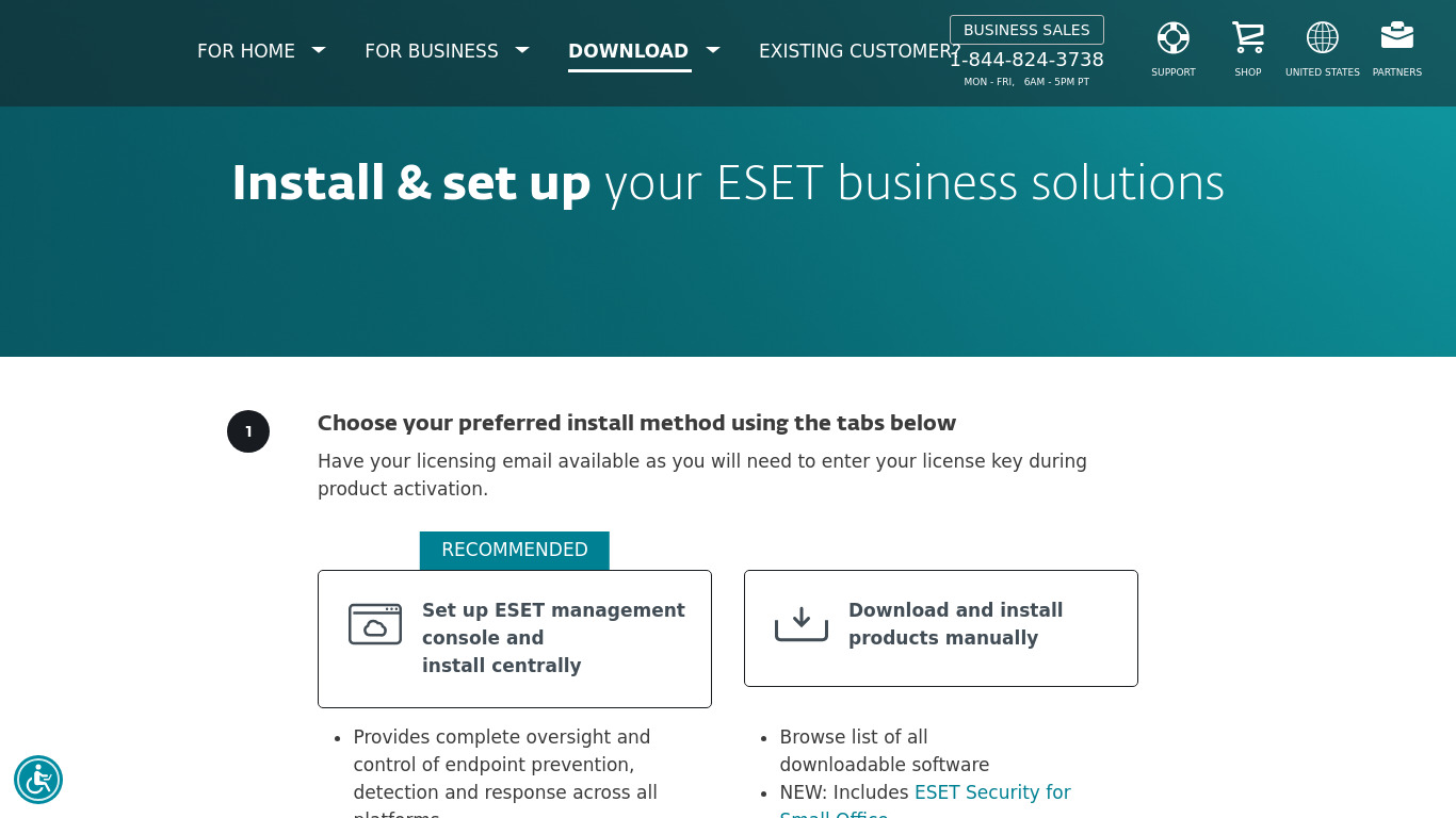 ESET Endpoint Security Landing page