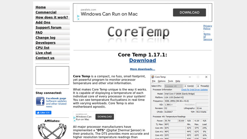 Core Temp Landing Page