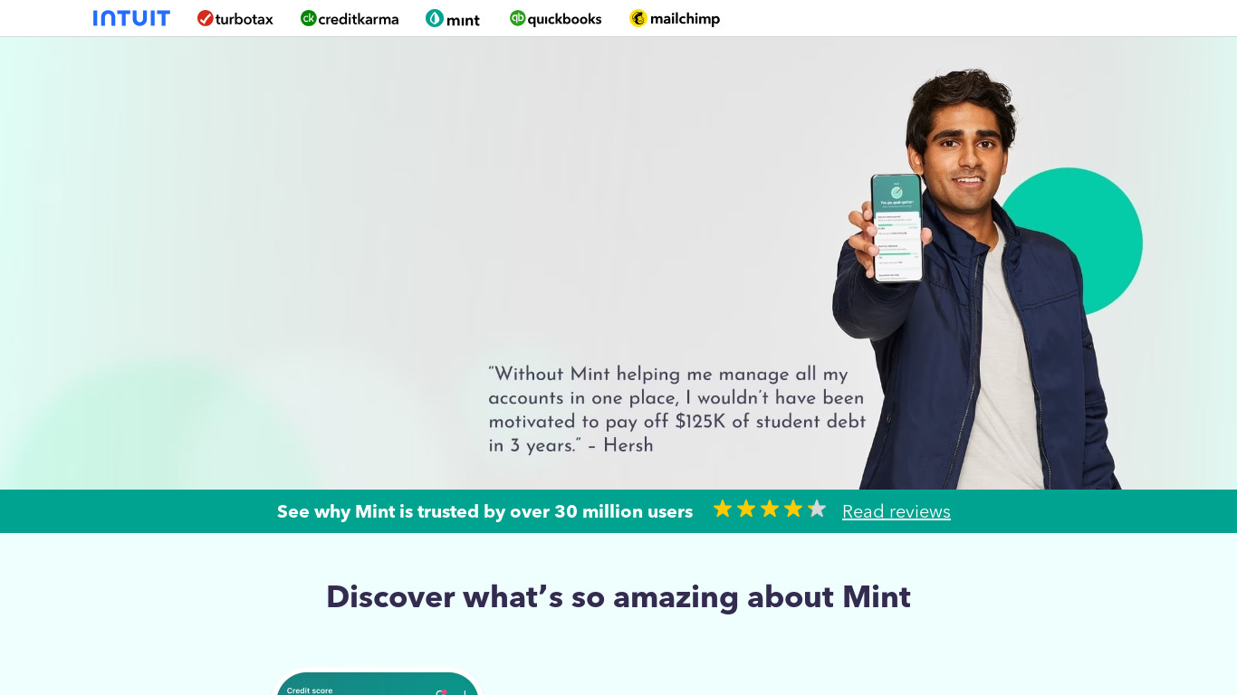 Mint Bills Landing page