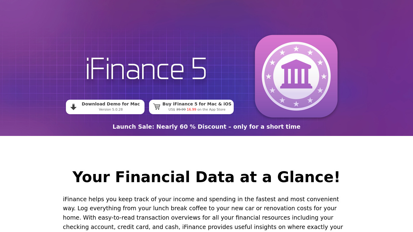 iFinance Landing page