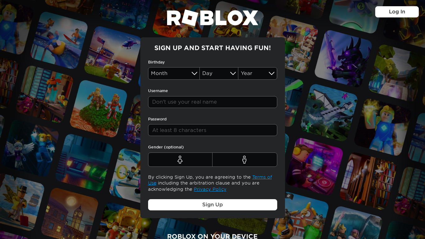 Roblox Landing page