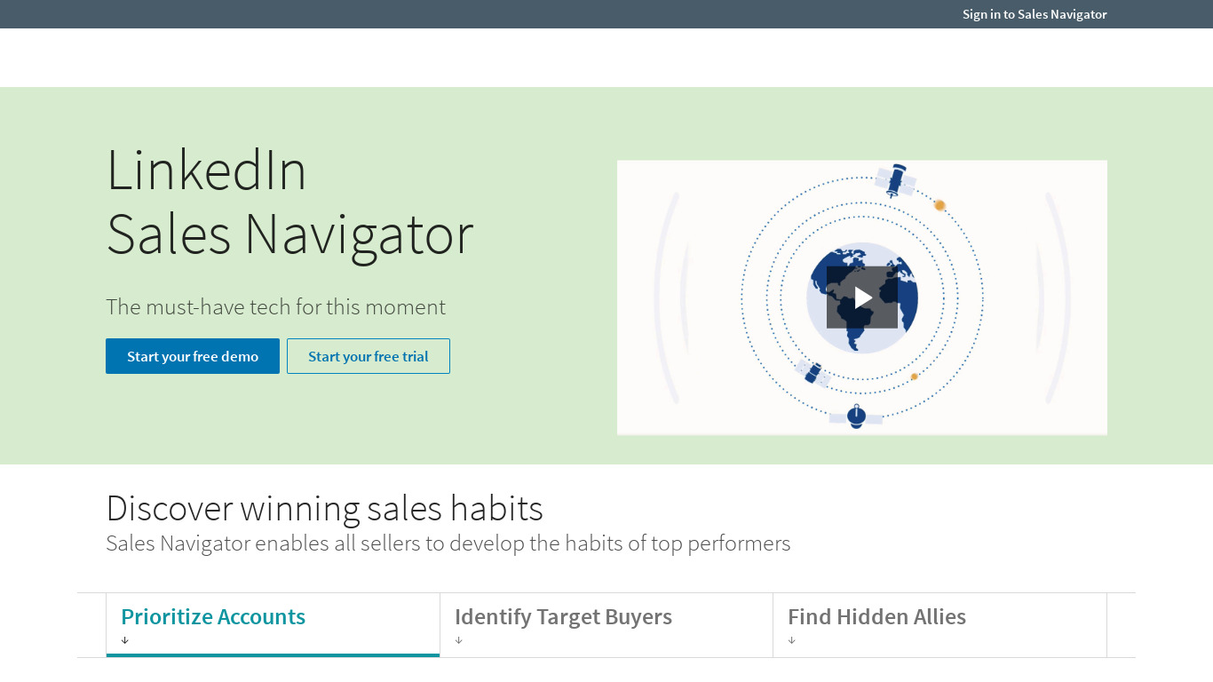 LinkedIn Sales Navigator Landing page