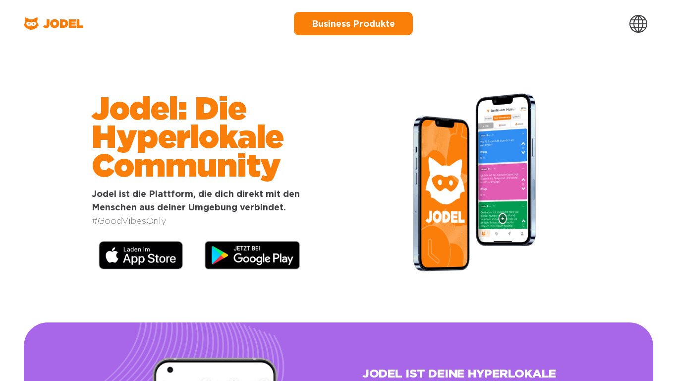 Jodel Landing page