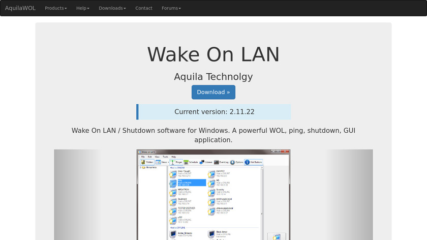 wol.aquilatech.com WakeOnLan Landing Page