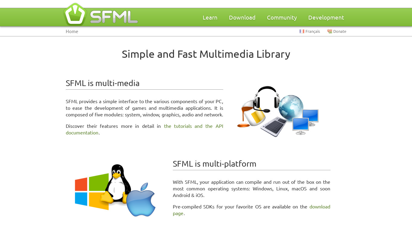 SFML Landing page