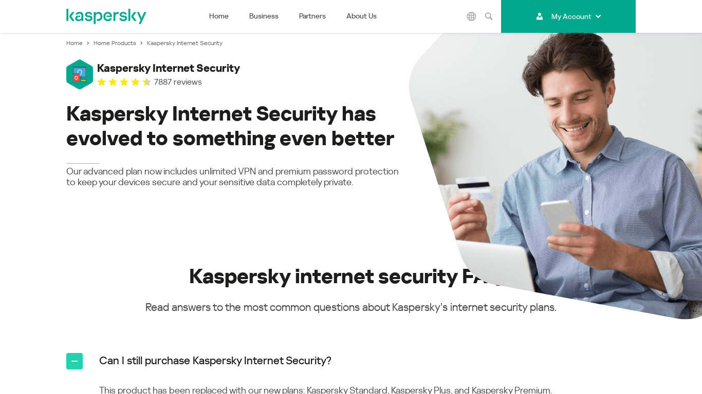 Kaspersky Internet Security Landing page