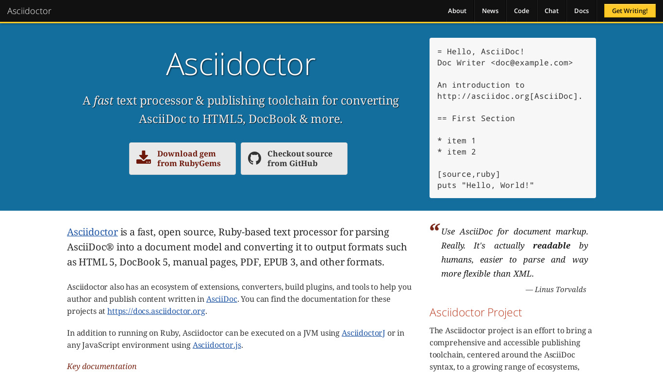 Asciidoctor Landing page