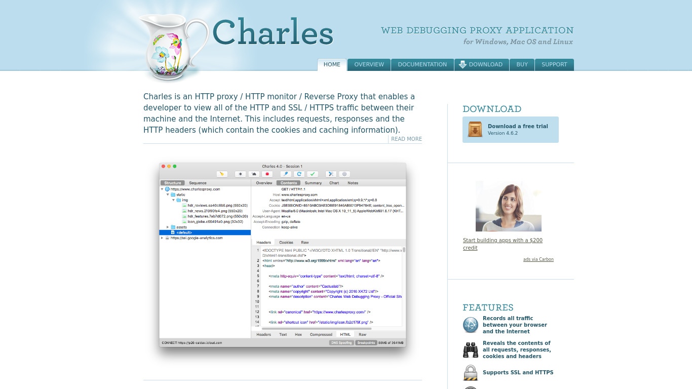 Charles Proxy Landing page