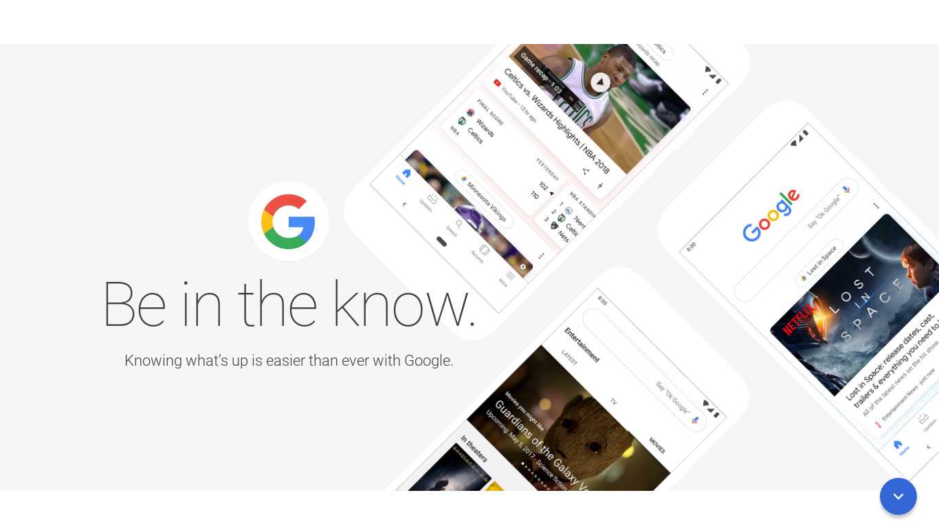 Google Now Landing page