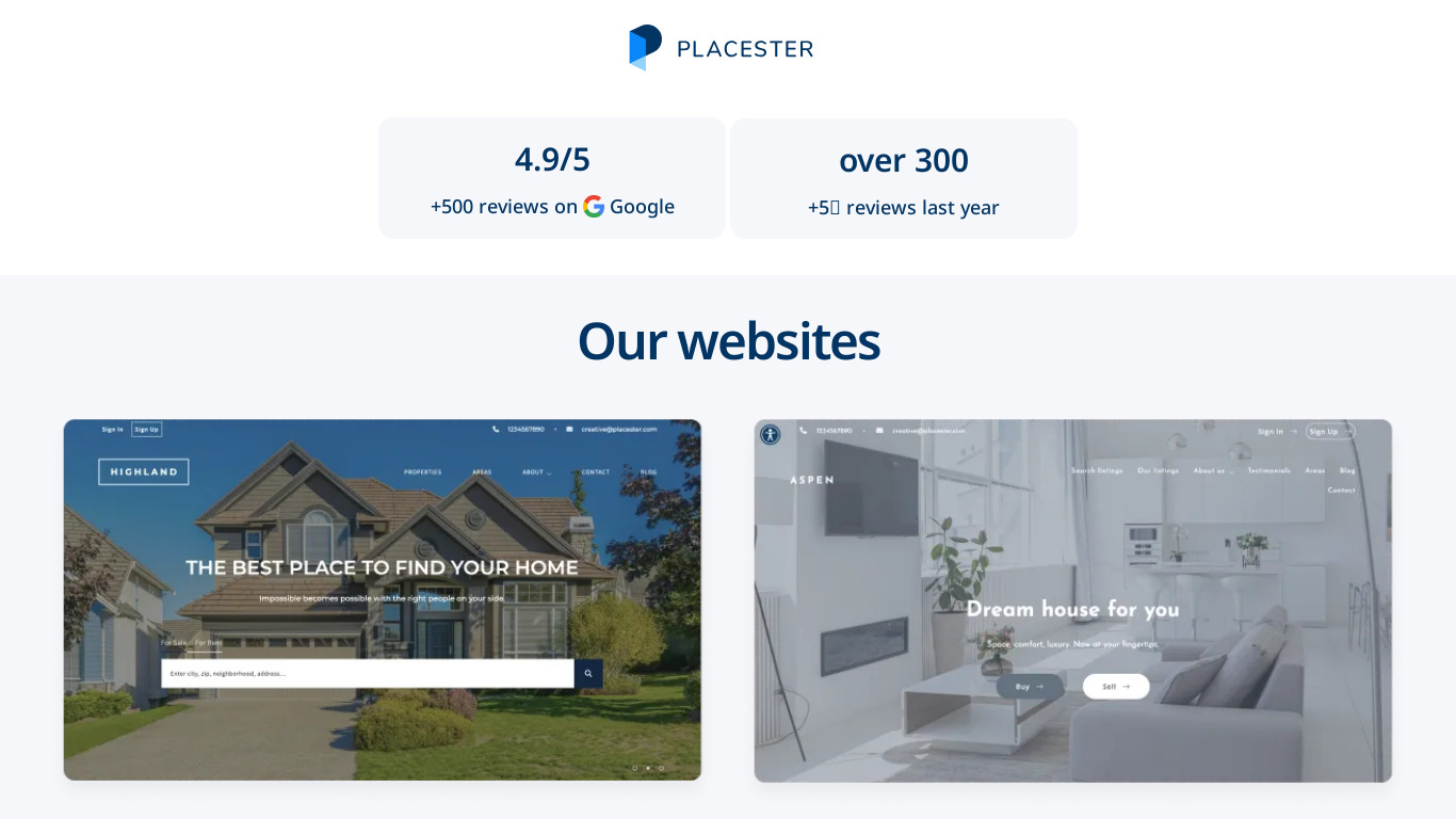 Placester Landing page