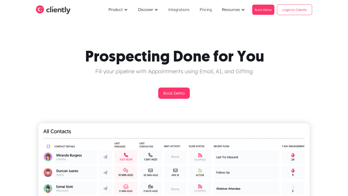 Cliently Landing page