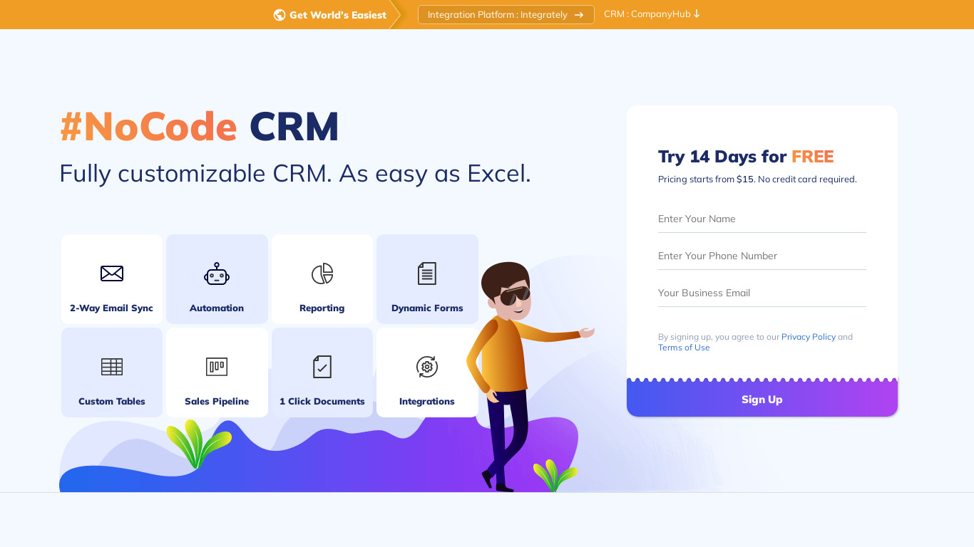 CompanyHub CRM Landing page