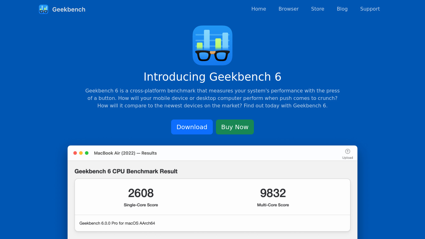 Geekbench Landing page